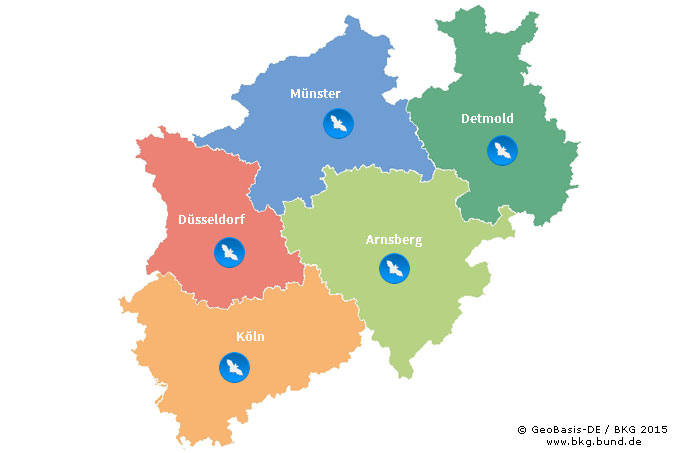 Karte NRW bunt Fledermausfreundliches Haus