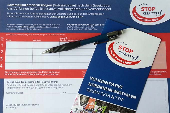 Sammelunterschriftsbogen für die Volksinitiative CETA - Foto: Elisabeth Bach