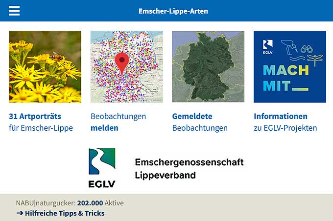 Screenshot EGLV|NABU Naturgucker